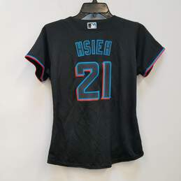 Womens Black Miami Marlins Hsieh #21 Baseball-MLB Button-Up Jersey Size S