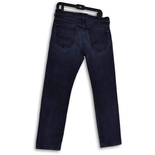 Mens Blue Denim Dark Wash 5-Pocket Design Straight Leg Jeans Size 33 image number 2