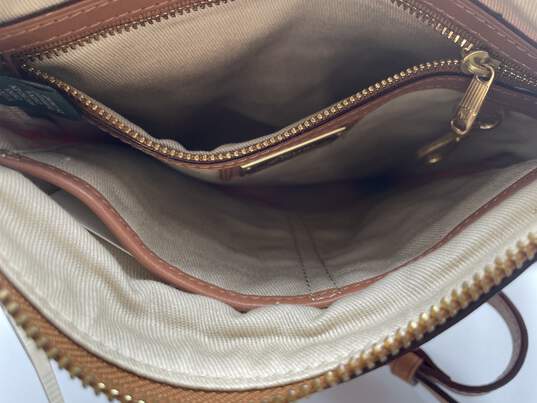 Womens Orange Brown Inner Zip Pockets Adjustable Strap Crossbody Bag image number 4