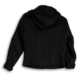 Womens Black Long Sleeve Pockets Hooded Full-Zip Jacket Size Medium alternative image