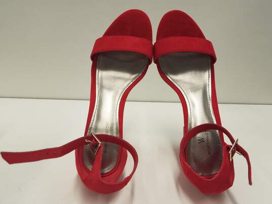 Worthington Beckwith Red Velvet Strappy Heel Sandals Women's Size 8 image number 8