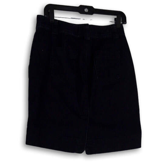 Womens Blue Denim Pockets Flat Front Back Slit Straight & Pencil Skirt Sz 4 image number 2