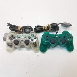 Sony PS1 controllers - DualShock SCPH-1200 - Emerald Green & Crystal