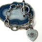 Designer Juicy Couture Silver-Tone Link Chain Toggle Clasp Charm Bracelet image number 1