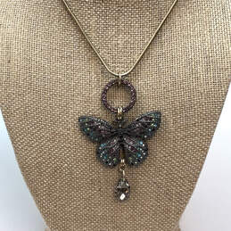 Designer Betsey Johnson Gold-Tone Rhinestone Butterfly Pendant Necklace