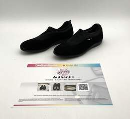 Salvatore Ferragamo Women's Size 7.5 Black Suede Stretch Microfiber Slip On Flats Shoes