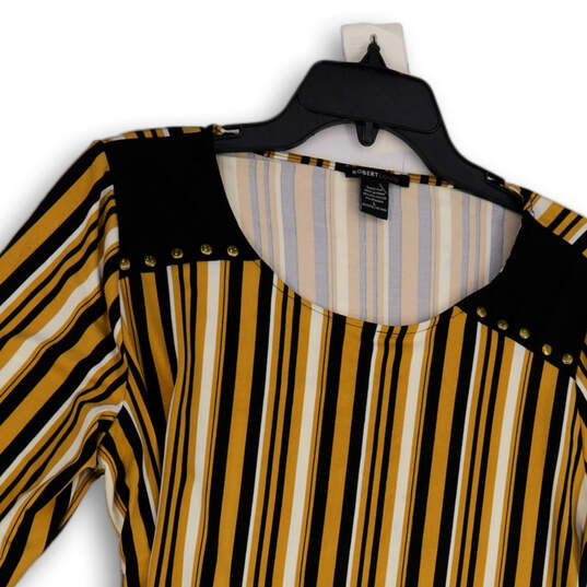 NWT Womens Multicolor Striped Long Sleeve Round Neck Tunic Blouse Top Sz L image number 2