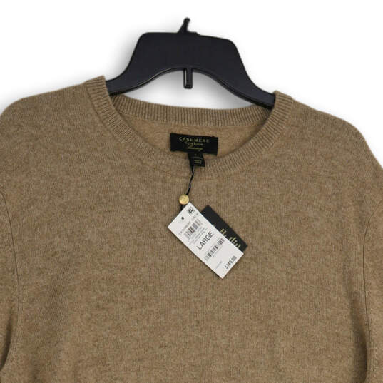 NWT Mens Tan Knitted Crew Neck Long Sleeve Pullover Sweater Size Large image number 3