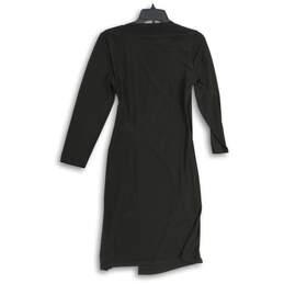 NWT Anne Klein Womens Black Surplice Neck Long Sleeve Tie-Waist Wrap Dress Sz S alternative image