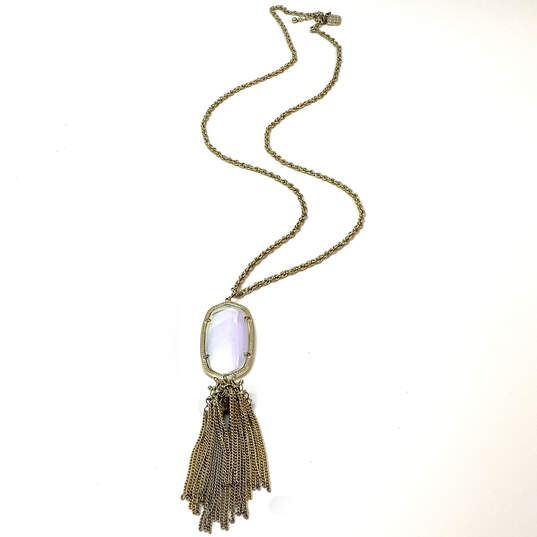 Designer Kendra Scott Gold-Tone Dichroic Glass Pendant Necklace w/ Dust Bag image number 4