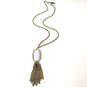 Designer Kendra Scott Gold-Tone Dichroic Glass Pendant Necklace w/ Dust Bag image number 4