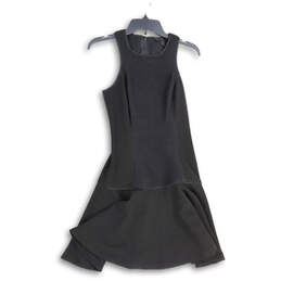 Womens Black Sleeveless Back Zip Halter Drop Waist Mini Dress Size 0