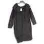 NWT Womens Black Ruffle Detail Round Neck Long Sleeve Shift Dress Sz 22/24 image number 1