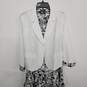 Allegra K  Work Print Chiffon Contrast Panel Jacket Dresses 2 Pcs Sets image number 4
