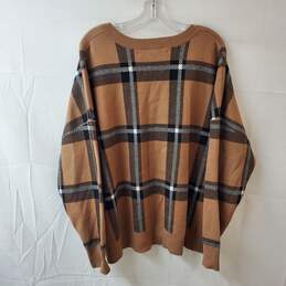 Max Studio Womens Brown V-Neck Checked Sweater Size 3X alternative image