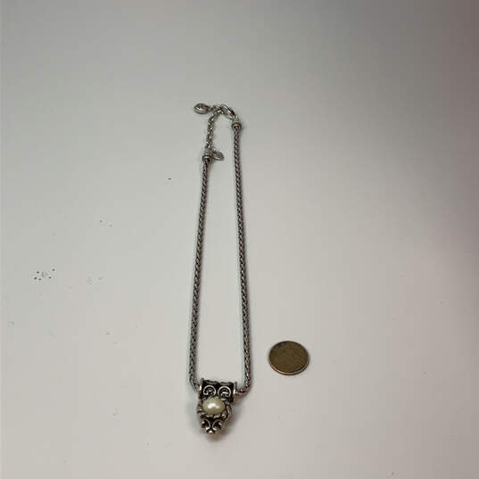 Designer Brighton Silver-Tone Faux Pearl Stone Reversible Pendant Necklace image number 2