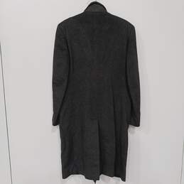 Mens Black Long Sleeve Notch Collar Front Button Wool Overcoat Size 38 alternative image
