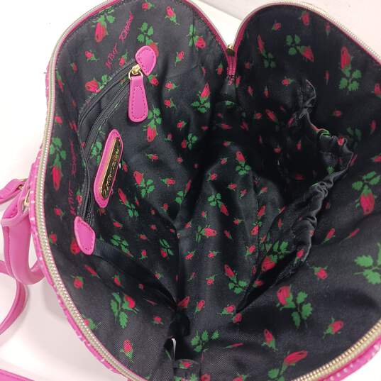 Betsey Johnson Pink Quilted Faux Leather Shoulder Satchel Bag image number 5