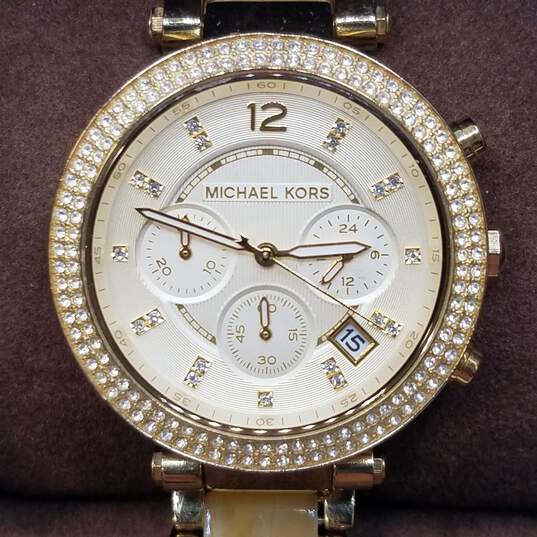 Michael Kors 39mm Case Crystal Bezel Chronograph Unisex Stainless Steel Quartz Watch image number 1
