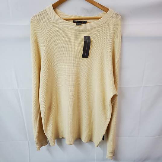 French Connection Beige Yellow Waffle Knit Sweater Size L with Tags image number 1