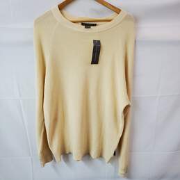 French Connection Beige Yellow Waffle Knit Sweater Size L with Tags