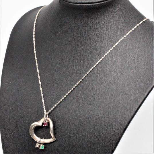 Sterling Silver Diamond & Ruby Accent Heart Pendant Necklace (20.0in) - 6.1g image number 3