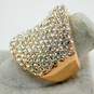 Joan Boyce Sterling Silver Rose Vermeil Clear Crystal Pave Wide Band Ring 17.5g image number 1