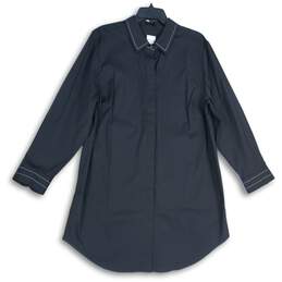 Chico's Womens Black Spread Collar 3/4 Sleeve Button-Up Shirt Size 3