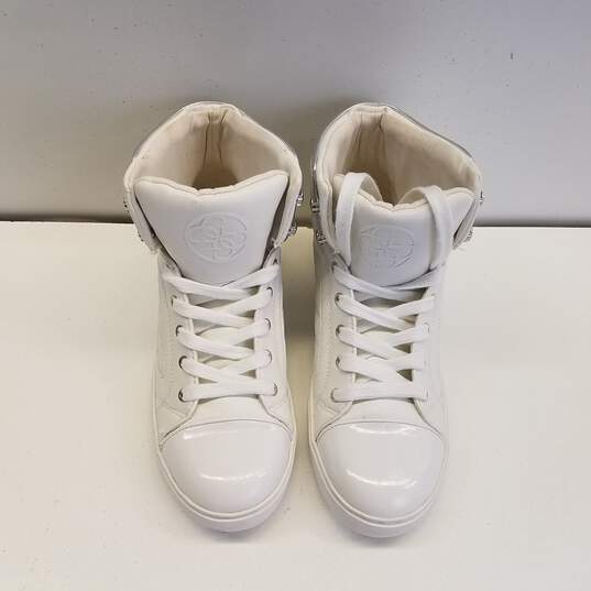 GUESS White Silver Glitter Hi Top Lace Up Sneakers Women's Size 8.5 M image number 6