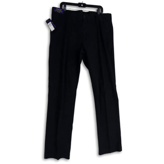 NWT Mens Black Flat Front Classic Fit Straight Leg Chino Pants Size 40TX36 image number 1