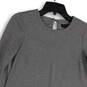Womens Gray Crew Neck 3/4 Sleeve Ruffle Hem Pullover A-Line Dress Size 0 image number 3