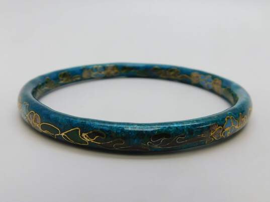 Vintage Chinese Cloisonné Enamel Bangle Bracelets 104.1g image number 5