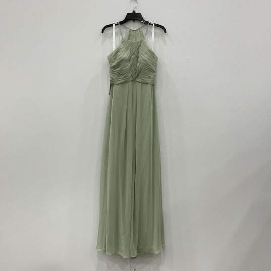 NWT Womens Green Sleeveless Round Neck Back Zip Maxi Dress Size 10 image number 1