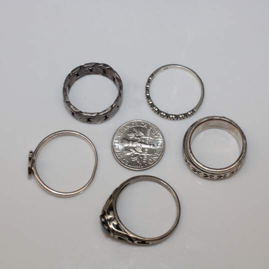 Assortment of 5 Sterling Silver Rings (Sizes 5.25 - 9.5) - 17.9g image number 5
