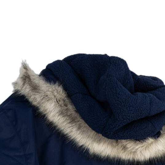 Mens Blue Faux Fur Long Sleeve Hooded Full-Zip Parka Jacket Size 3X image number 4