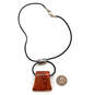 Designer Silpada 925 Sterling Silver Leather Cord Coral Pendant Necklace image number 2