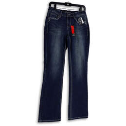 NWT Womens Blue Medium Wash Pockets Denim Silm Bootcut Leg Jeans Size 6