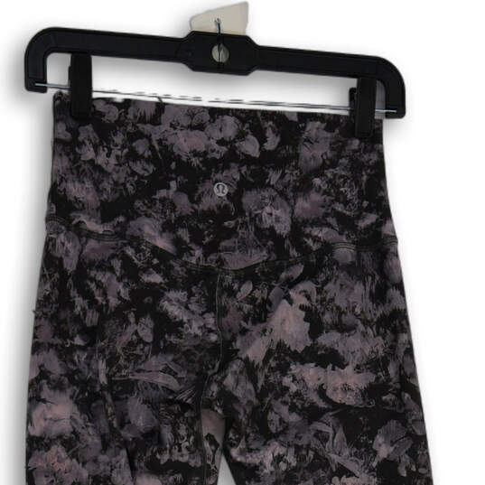 Womens Black Pink Floral Elastic Waist Pull-On Compression Leggings Size 6 image number 4