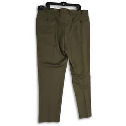Mens Olive Green Flat Front Straight Leg Formal Dress Pants Size 40X32 alternative image