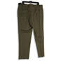 Mens Olive Green Flat Front Straight Leg Formal Dress Pants Size 40X32 image number 2