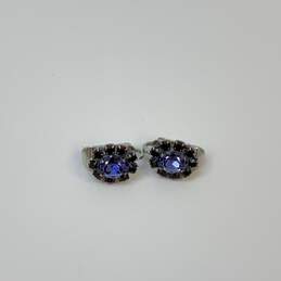 Designer Liz Palacios Silver Tone Natural Blue Sapphire Stone Stud Earrings alternative image