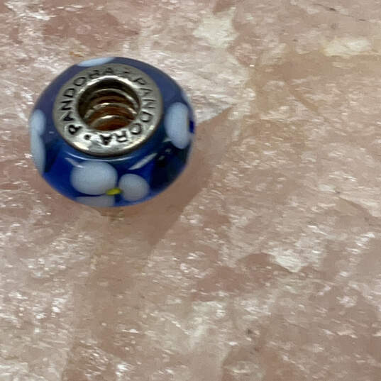 Designer Pandora S925 Sterling Silver Blue Murano Glass Beaded Charm image number 1