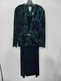 R&M Richards Green Velvet Glitter 2pc Formal Dress Women's Size 18 image number 1