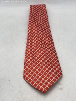 Authentic Giorgio Armani Mens Orange And White Printed Designer Tie