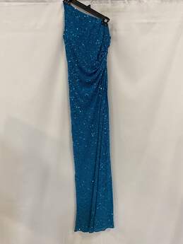 Adrianna Papell Blue Sequin Column Dress S alternative image