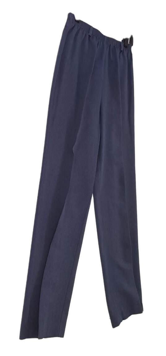 Vintage Womens Blue Elastic Waist Straight Leg Dress Pants Size 14 image number 3
