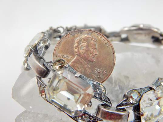 Vintage Eisenberg Original Sterling Silver Glass Rhinestone Bracelet 37.0g image number 6