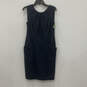 NWT Womens Blue Round Ruched Neck Sleeveless Back Sheath Dress Size 12 image number 2