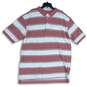 IZOD Mens White Red Striped Short Sleeve Collared Polo Shirt Size 2XLT image number 1