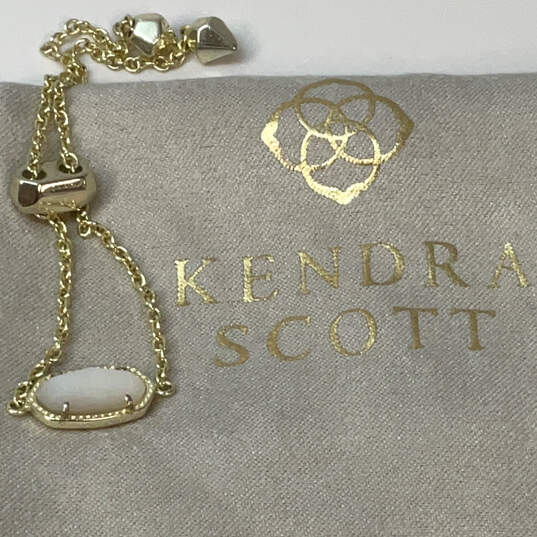 Designer Kendra Scott Gold-Tone Mother Of Pearl Stone Chain Bracelet image number 1